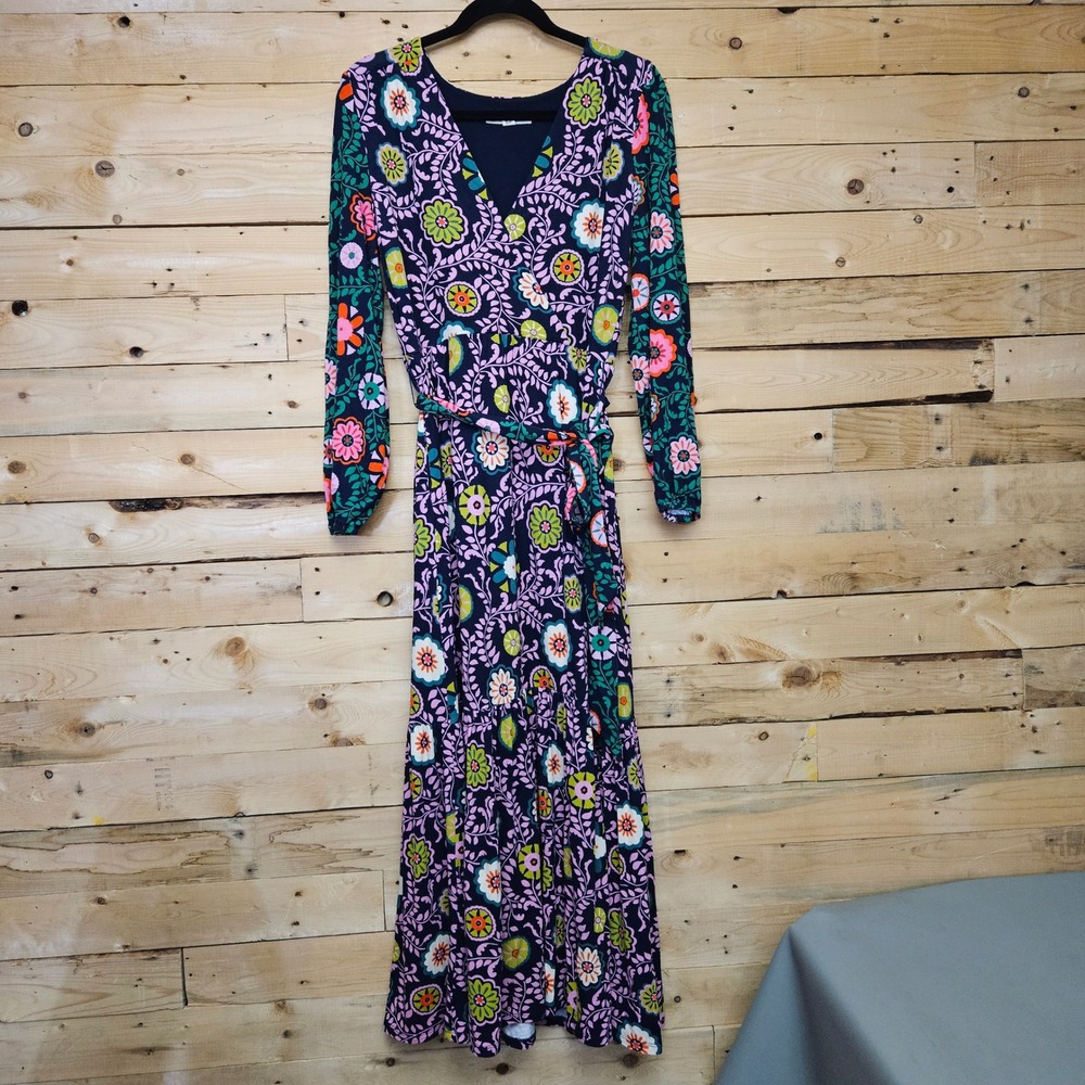Boden Ophelia Jersey Wrap Dress Size 8 Floral Meadow Pine